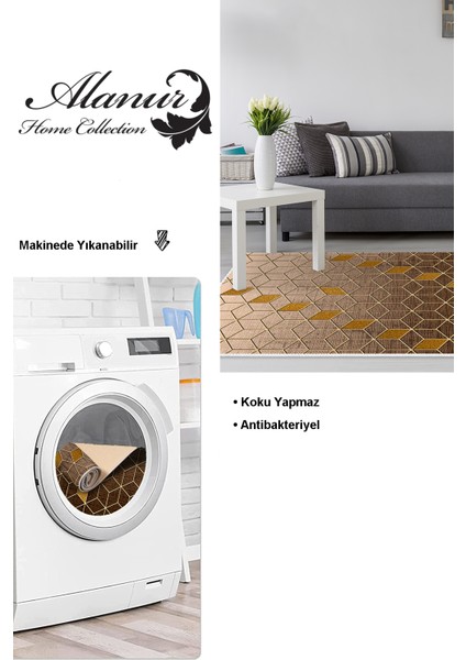 Dijital Salon Halısı Yıldız Deri Kaymaz Taban Modern Daire Kahve modelleri