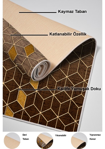 Dijital Salon Halısı Yıldız Deri Kaymaz Taban Modern Daire Kahve indirimleri