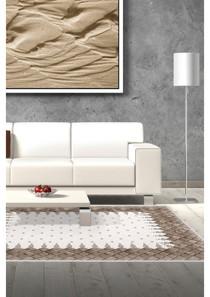 Dijital Salon Halısı Yıldız Deri Kaymaz Taban Modern Arcelia Krem fiyatları
