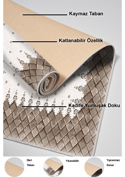 Dijital Salon Halısı Yıldız Deri Kaymaz Taban Modern Arcelia Krem indirimleri