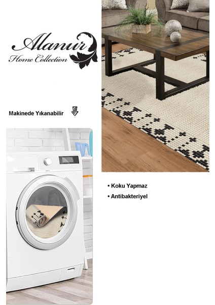 Dijital Salon Halısı Yıldız Deri Kaymaz Taban Modern Kody Bej