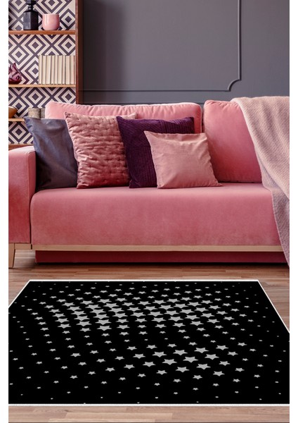 Dijital Salon Halısı Yıldız Deri Kaymaz Taban Modern Willow Gri