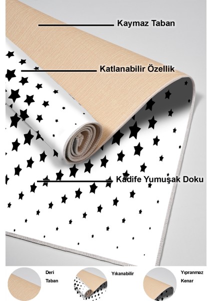 Dijital Salon Halısı Yıldız Deri Kaymaz Taban Modern Willow Krem indirimleri