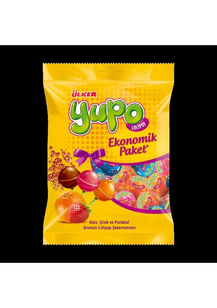 Yupo Lolipop Ekonomik Paket Kola Çilek Portakal Aromalı 11GR x 40 Adet Lolipop fırsatları