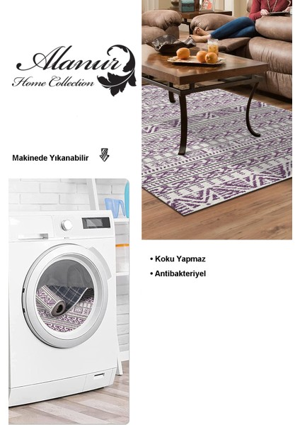 Dijital Salon Halısı Star Pamuk Kaymaz Taban Iskandinav Adelia Gül Kurusu
