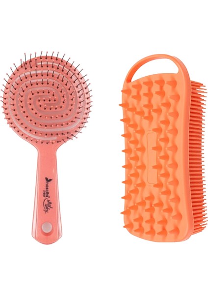 3 Boyutlu Profesyonel Saç Fırçası + Silikon Vücut Masaj ve Temizleme Fırçası
