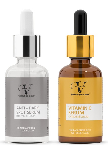 Leke Karşıtı Cilt Tonu Eşitleyici Bakım Seti Leke Karşıtı Serum Vitamin C Serum 30 ml