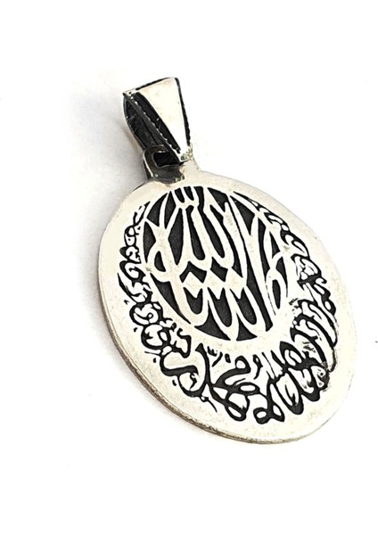 Allah yazılı gümüş plaka kolye ucu 3.5 cm