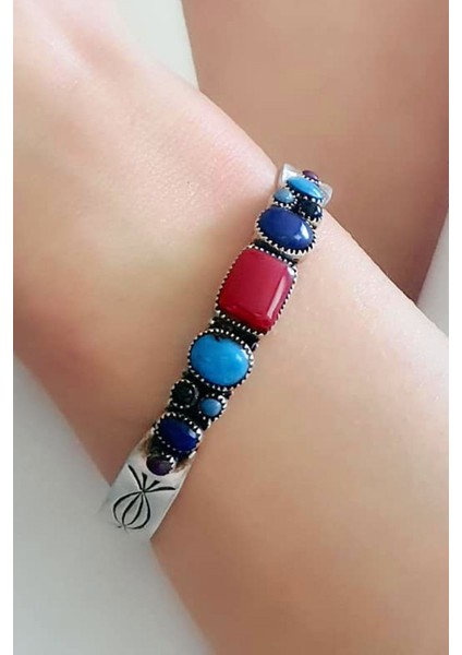 925 ayar gümüş doğal taşlı gümüş el işi bileklik