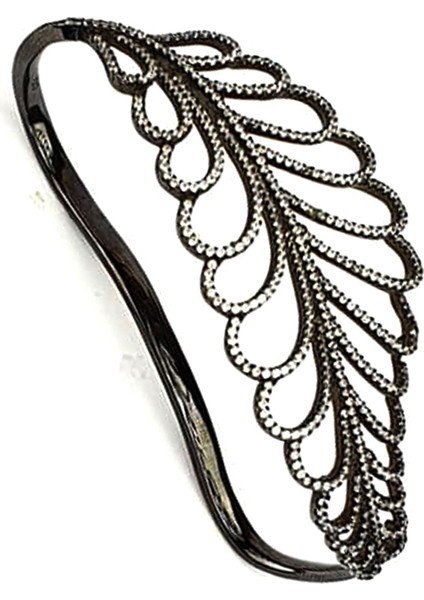 Pırlanta ışıltısında zirkon taşlı 925 ayar gümüş tasarım siyah rodajlı el bileklik modelleri