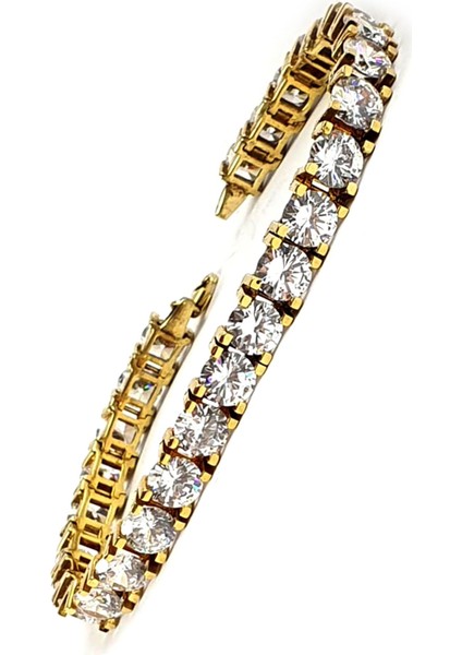 Pırlanta ışıltısında star zirkon taşlı gümüş üzerine altın kaplama lüks su yolu bileklik