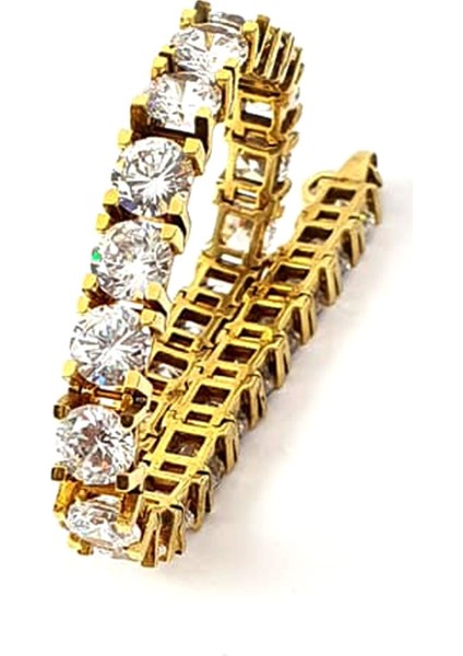 Pırlanta ışıltısında star zirkon taşlı gümüş üzerine altın kaplama lüks su yolu bileklik modelleri