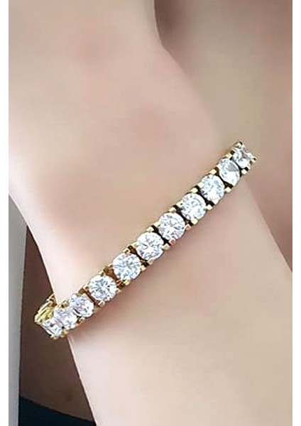 Pırlanta ışıltısında star zirkon taşlı gümüş üzerine altın kaplama lüks su yolu bileklik fırsatları