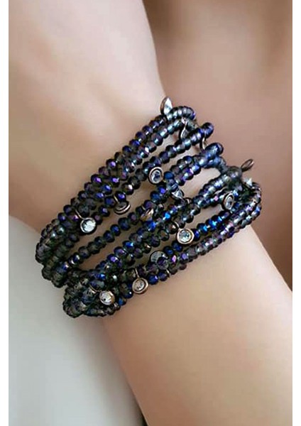 Swarovski taşlı gümüş rose ayarlanabilir asansörlü bileklik