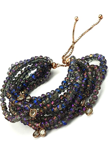 Swarovski taşlı gümüş rose ayarlanabilir asansörlü bileklik fiyatları