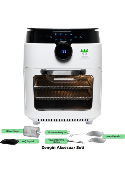 Akıllı Airfryer 12 L Yağsız Hava Fritözü Tek Hazneli Çıkarılabilir Kapak Enerji Tasarrufu indirimleri