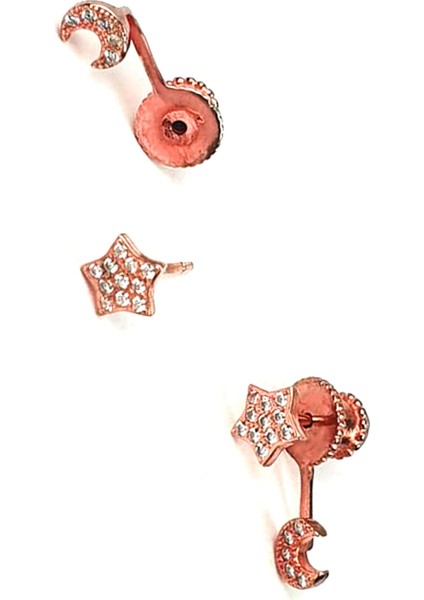 Ay yıldız figürlü gümüş rose earcuf kupe fiyatları