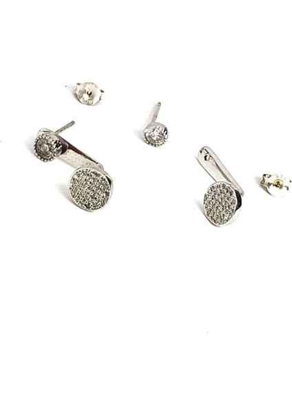 Pırlanta ışıltısında zirkon taşlı gümüş earcuff cift küpe fiyatları