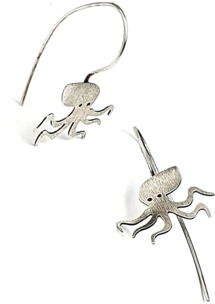 Ahtapot figürlü gümüş el işi tasarım küpe fiyatları