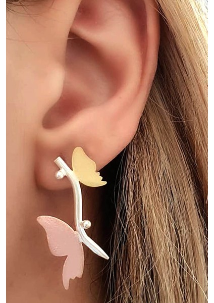 Kelebek figürlü gümüş tasarım küpe