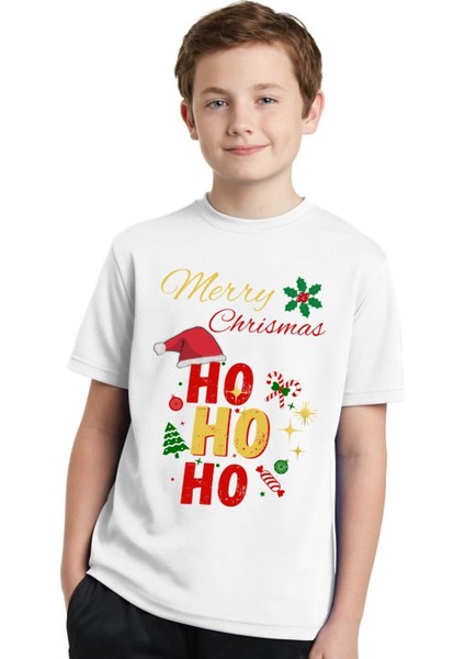 Yılbaşı T-Shirtü Hohoho Merry Christmas Yılbaşı T-Shirt Unisex Pamuklu Noel T-Shirtü Yılbaşı Kostümü