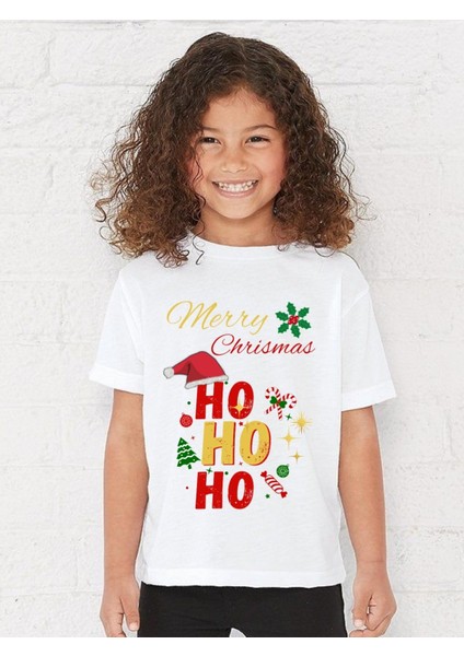 Yılbaşı T-Shirtü Hohoho Merry Christmas Yılbaşı T-Shirt Unisex Pamuklu Noel T-Shirtü Yılbaşı Kostümü