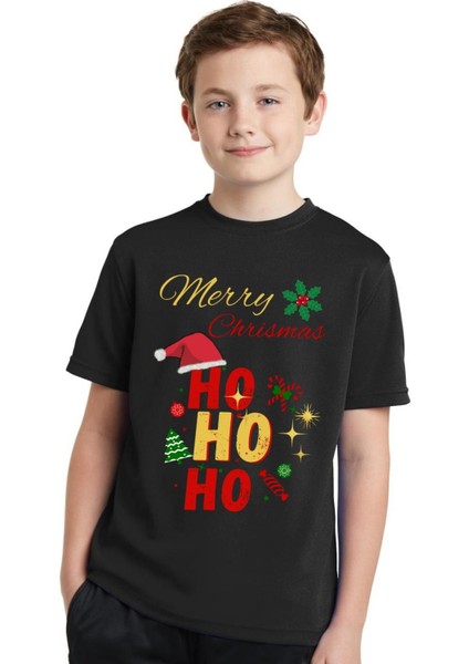 Yılbaşı T-Shirtü Hohoho Merry Christmas Yılbaşı T-Shirt Unisex Pamuklu Noel T-Shirtü Yılbaşı Kostümü