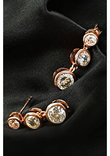 SKY DIAMOND gümüş üç taş küpe fiyatları