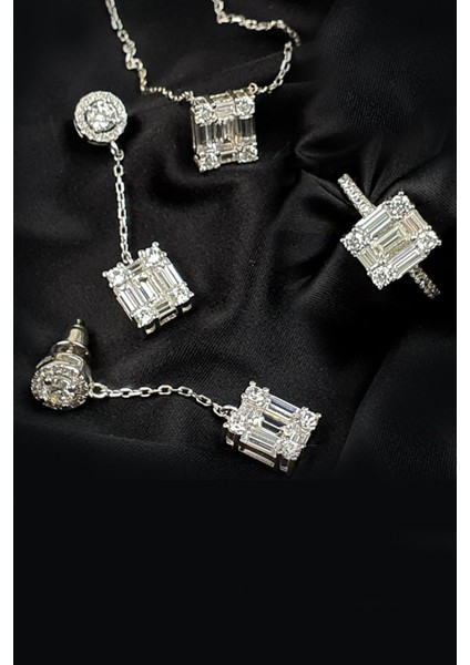 Sky Diamond taşlı gümüş lüks set takım