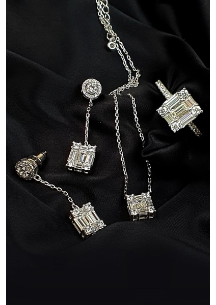 Sky Diamond taşlı gümüş lüks set takım