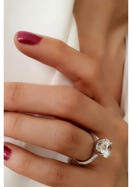 SKY DIAMOND gümüş tek taş yüzük