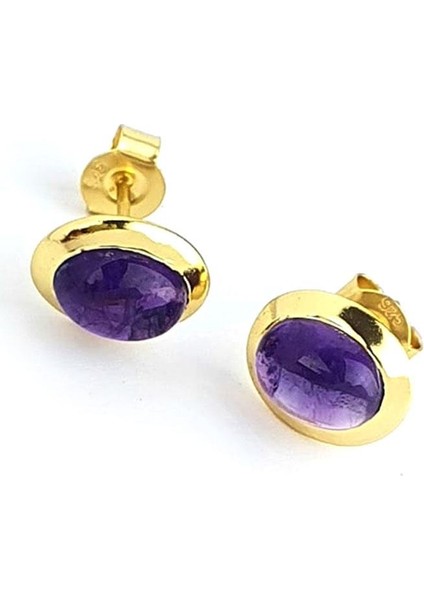 Ametist Taşlı 925AYAR Gümüş Üzerine Altın Kaplama Tasarım Doğal Taş Küpe fiyatları