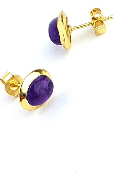 Ametist Taşlı 925AYAR Gümüş Üzerine Altın Kaplama Tasarım Doğal Taş Küpe modelleri