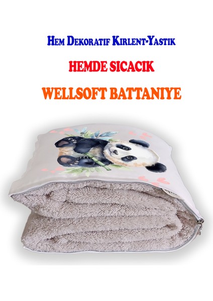 Cute Panda Sevimli Panda Baskılı Tv Battaniyeli Opsiyonel Araç Içi Dekoratif Yastık fiyatları