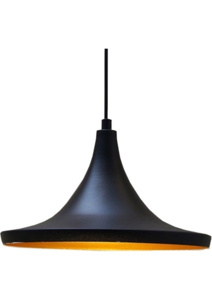 Retro Rustik Siyah Içi Altın Metal Sakıt Avize 35 cm