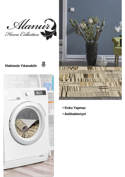 Dijital Salon Halısı Trend Keçe Kaymaz Taban Modern Harper Kahve Bej modelleri