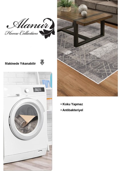 Dijital Salon Halısı Yıldız Deri Kaymaz Taban Iskandinav Page Kahve