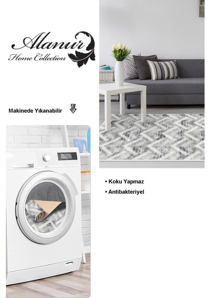 Dijital Salon Halısı Yıldız Deri Kaymaz Taban Iskandinav Renata Antrasit