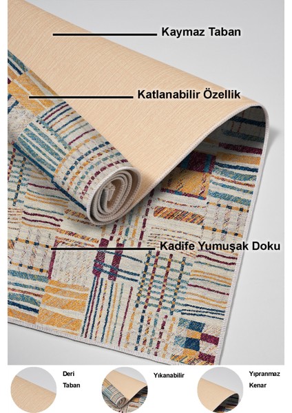 Dijital Salon Halısı Yıldız Deri Kaymaz Taban Modern Harper Renkli indirimleri