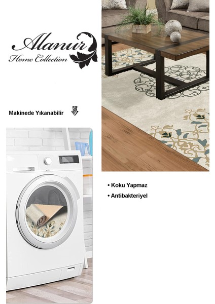 Dijital Salon Halısı Yıldız Deri Kaymaz Taban Modern Demetria Bej modelleri