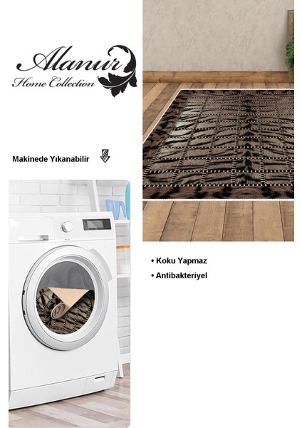 Dijital Salon Halısı Yıldız Deri Kaymaz Taban Modern Joelle Kahve modelleri