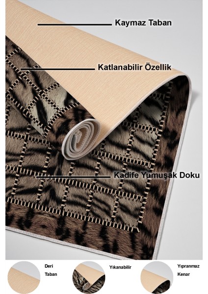 Dijital Salon Halısı Yıldız Deri Kaymaz Taban Modern Joelle Kahve indirimleri