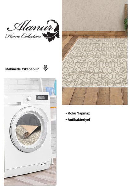 Dijital Salon Halısı Yıldız Deri Kaymaz Taban Modern Eliana Vizon modelleri