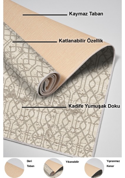 Dijital Salon Halısı Yıldız Deri Kaymaz Taban Modern Eliana Vizon indirimleri