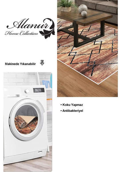 Dijital Salon Halısı Yıldız Deri Kaymaz Taban Modern Zanna Kahve modelleri