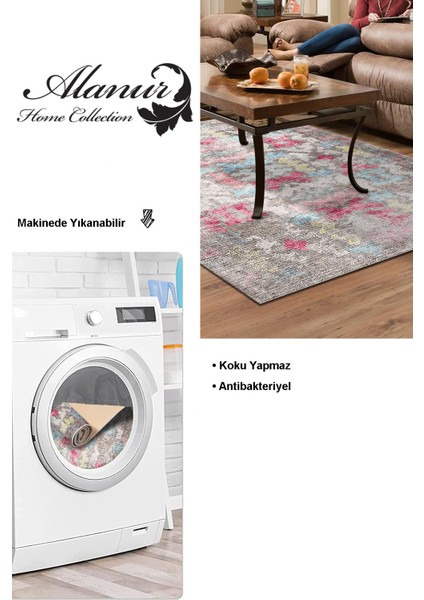 Dijital Salon Halısı Yıldız Deri Kaymaz Taban Modern Gertie Renkli