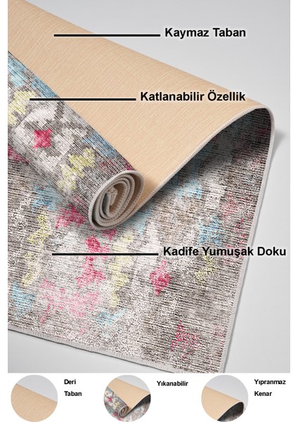 Dijital Salon Halısı Yıldız Deri Kaymaz Taban Modern Gertie Renkli