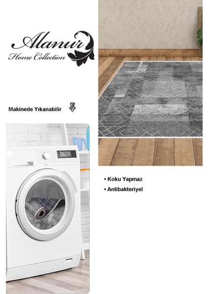 Dijital Salon Halısı Star Pamuk Kaymaz Taban Iskandinav Page Gri