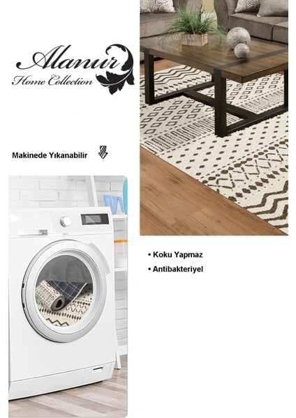 Dijital Salon Halısı Star Pamuk Kaymaz Taban Iskandinav Cade Kahve modelleri