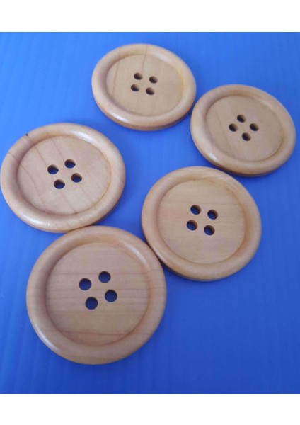 Doğal Ahsap Tahta Düğme 4 cm 1paket 5 Adet